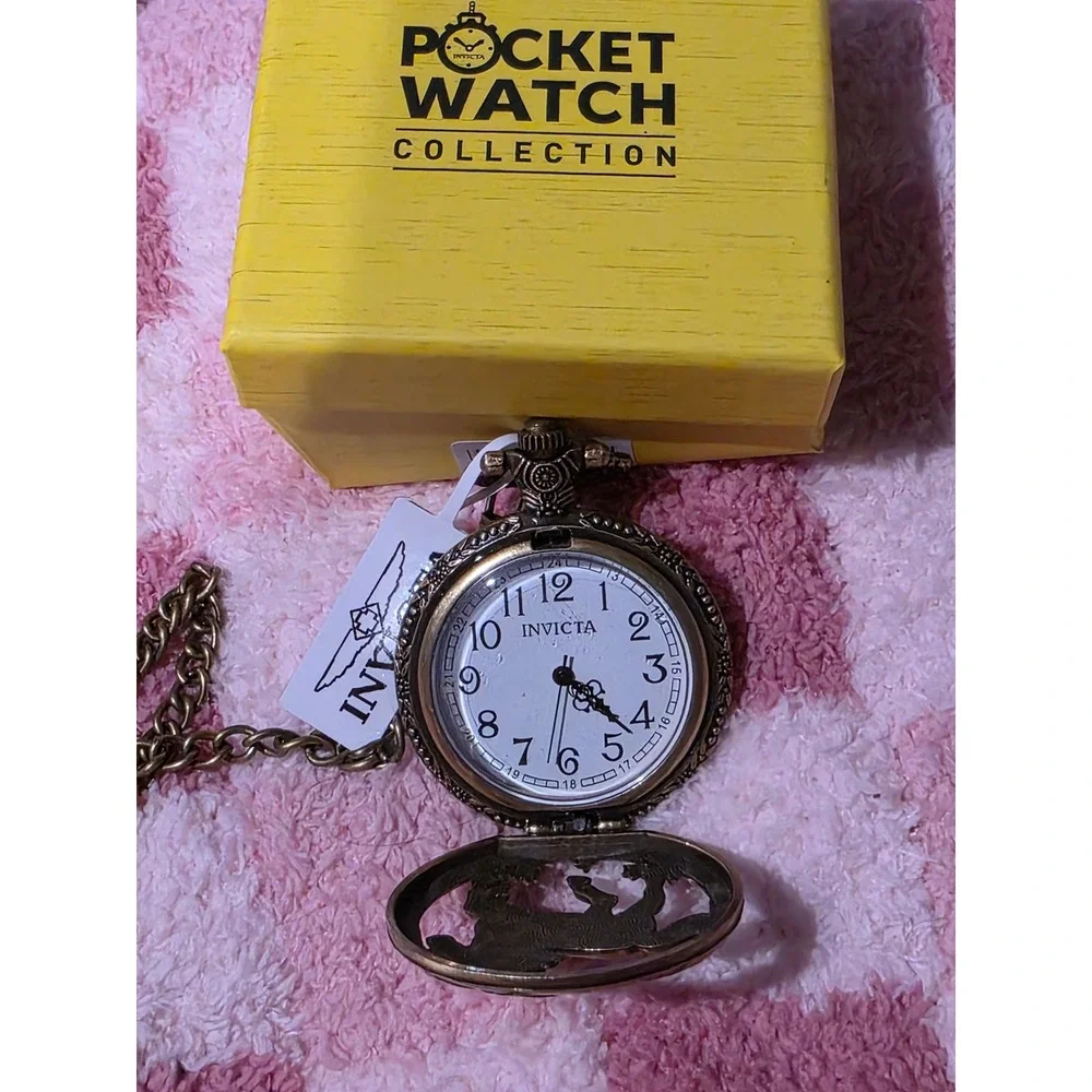 Invicta Pocket Watch Collection Antique Bronze Horse Hunter Case Equinox New